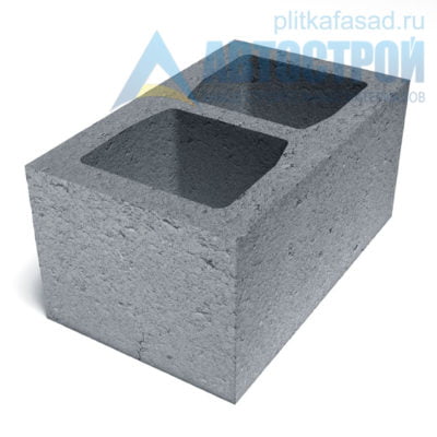 Блок бетонный стеновой КСР-ПР-ПС-39-100-F75-1100 (СКЦ) 240x190x390мм двухпустотный