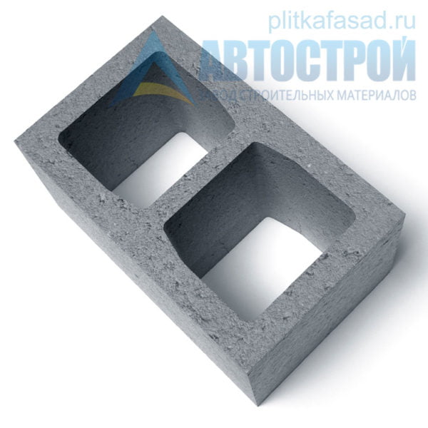 Блок бетонный стеновой КСР-ПР-ПС-39-100-F75-1100 (СКЦ) 240x190x390мм двухпустотный