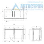 Блок бетонный стеновой КСР-ПР-ПС-39-100-F75-1100 (СКЦ-1Л) 190x190x390мм пустотелый. Чертеж