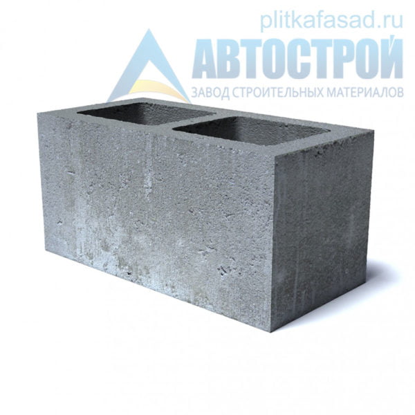 Блок бетонный стеновой КСР-ПР-ПС-39-100-F75-1100 (СКЦ-1Л) 190x190x390мм пустотелый
