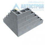 Блок бетонный стеновой КСР-ПР-ПС-39-100-F75-1100 (СКЦ-1Л) 190x190x390мм пустотелый. Пример угла