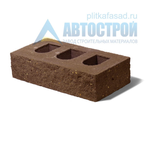 Кирпич бетонный стеновой пустотелый фасадный колотый угловой коричневый