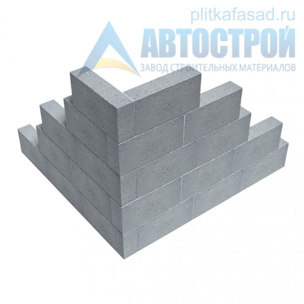 Блк бетонный для перегородок СКЦ-3ЛК-80 80х188х390 полнотелый. Пример угла