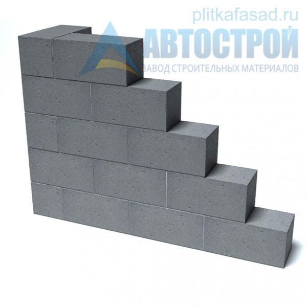 Блок бетонный фундаментный КСР-ПР-39-150-F75-2200 (СКЦ-1ПЛП) 190х190х390мм полнотелый. Пример угла