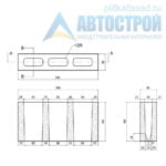 Блок для перегородок СКЦ-3Л-80 80х188х390 мм пустотелый. Чертеж